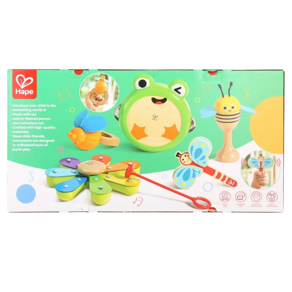 NEW Baby Hape Nature Band Rhythm Kit One Size Green Multicolor Learning Toy